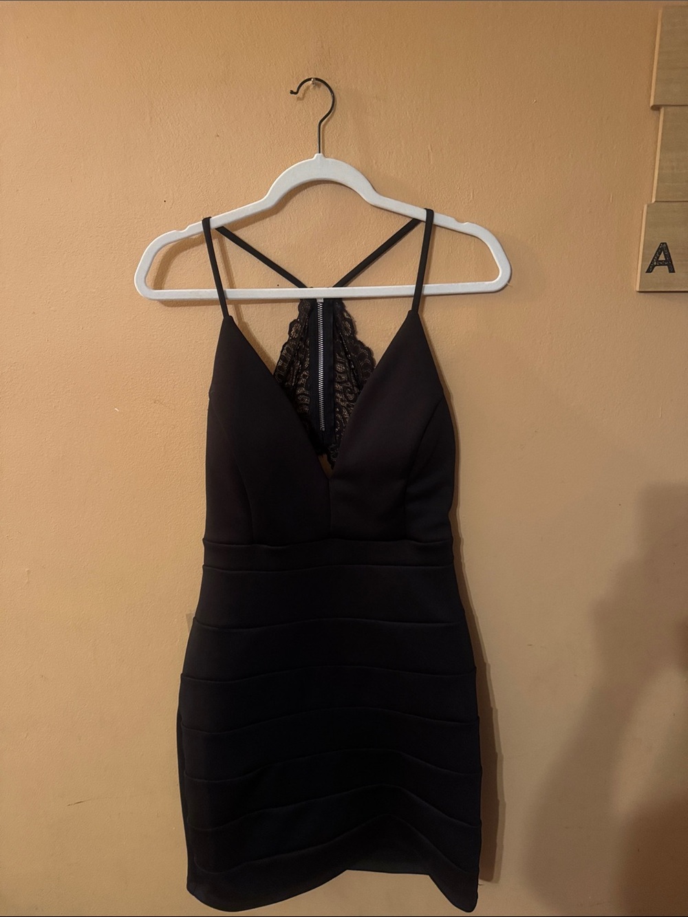 Black Lace-Back Bodycon Dress